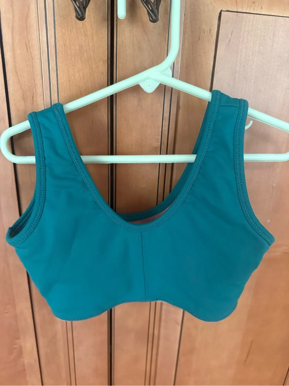 Tiger Friday CXL bra - Ribbed Tank Crop Top in Mauve with Teal Trim